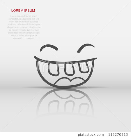 Simple smile with tongue vector icon. Hand drawn face doodle illustration on isolated background. Simple smile with tongue vector icon. Hand drawn face doodle illustration on isolated background. 113270313