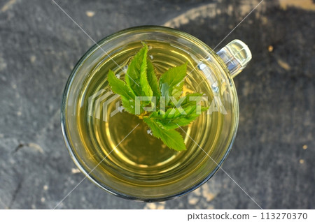 Herbal tea from flower of Aegopodium podagraria, commonly called ground elder or bishop weed. 113270370