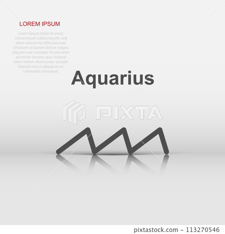Vector aquarius zodiac icon in flat style. Astrology sign illustration pictogram. Aquarius horoscope business concept. Vector aquarius zodiac icon in flat style. Astrology sign illustration pictogram. Aquarius horoscope business concept. 113270546