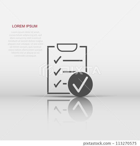Vector to do list icon in flat style. Checklist, task list sign illustration pictogram. Reminder business concept. Vector to do list icon in flat style. Checklist, task list sign illustration pictogram. Reminder business concept. 113270575