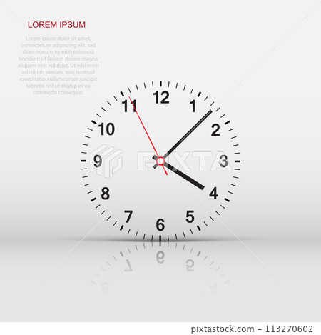Clock icon vector illustration. Office clock on white background. Clock icon vector illustration. Office clock on white background. 113270602
