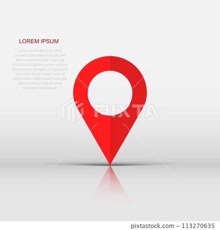 Vector pin location icon in flat style. Navigation map, gps sign illustration pictogram. Pin business concept. 113270635