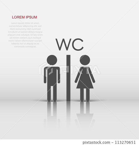 Vector man and woman icon in flat style. People sign illustration pictogram. WC toilet business concept. 113270651
