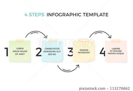 Infographic Template with 4 Steps with Paper Notes Infographic Template with 4 Steps with Paper Notes 113270662