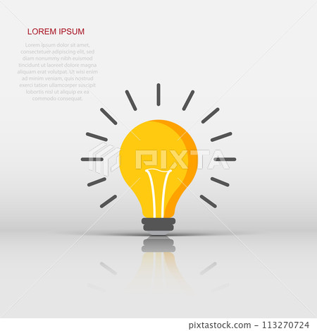 Vector halogen lightbulb icon in flat style. Light bulb sign illustration pictogram. Idea business concept. 113270724