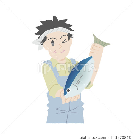 Hand-drawn style fisherman man 113270848
