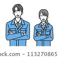 Man and woman in work clothes with arms crossed (upper body) 113270865