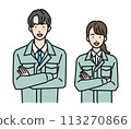 Man and woman in work clothes with arms crossed (upper body) 113270866