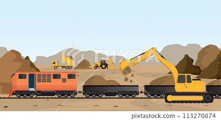Construction vehicles heavy equipment on site. Construction vehicles heavy equipment on site. 113270874