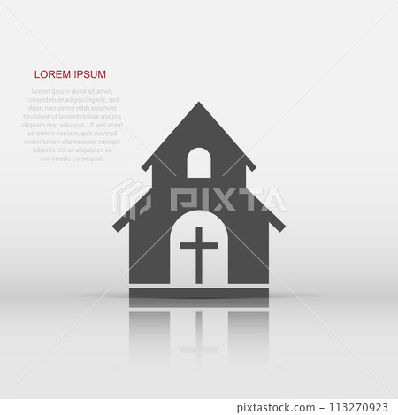 Vector church sanctuary icon in flat style. Chapel sign illustration pictogram. Church business concept. 113270923
