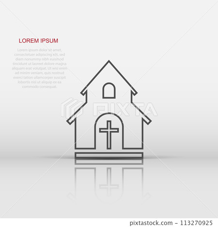 Vector church sanctuary icon in flat style. Chapel sign illustration pictogram. Church business concept. 113270925