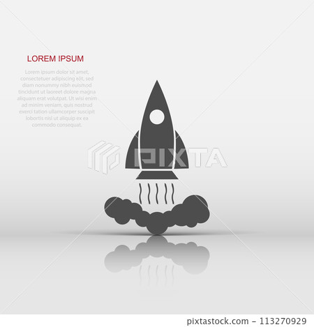 Vector rocket icon in flat style. Startup launch sign illustration pictogram. Rocket business concept. Vector rocket icon in flat style. Startup launch sign illustration pictogram. Rocket business concept. 113270929