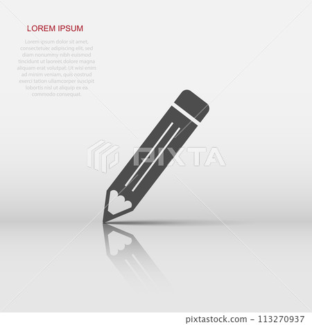 Vector pencil icon in flat style. Pen sign illustration pictogram. Pencil business concept. 113270937