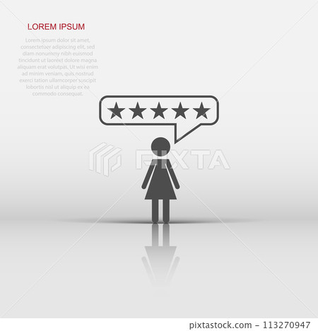 Vector customer reviews, user feedback icon in flat style. Rating sign illustration pictogram. Stars rating business concept. Vector customer reviews, user feedback icon in flat style. Rating sign illustration pictogram. Stars rating business concept. 113270947