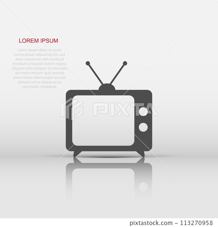 Vector Tv icon in flat style. Television sign illustration pictogram. Tv business concept. 113270958