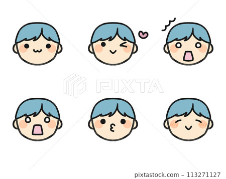 Mr. Short and various facial expressions set 113271127