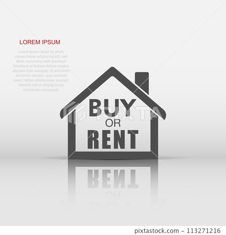 Vector buy or rent house icon in flat style. House sign illustration pictogram. Home business concept. Vector buy or rent house icon in flat style. House sign illustration pictogram. Home business concept. 113271216