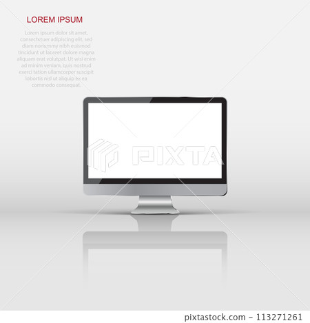 Desktop computer flat icon. Realistic vector illustration Desktop computer flat icon. Realistic vector illustration 113271261