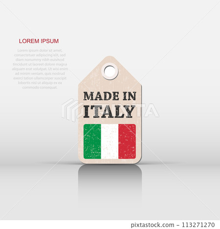 Hang tag made in Italy with flag. Vector illustration Hang tag made in Italy with flag. Vector illustration 113271270