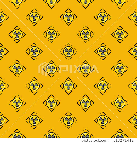 Attention Radiation Warning vector colored seamless pattern 113271412