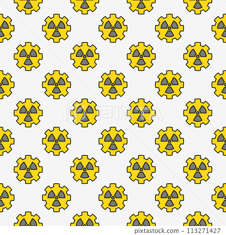 Radiation Gear vector Radioactive Zone colored seamless pattern 113271427