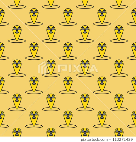 Radiation Geo Tag vector Danger Zone Navigation colored seamless pattern 113271429