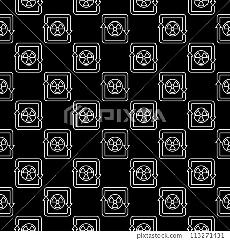 Radiation inside Arrows vector Nuclear Zone thin line dark seamless pattern 113271431