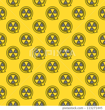 Radiation sign inside Arrow vector Danger Zone colored seamless pattern 113271445