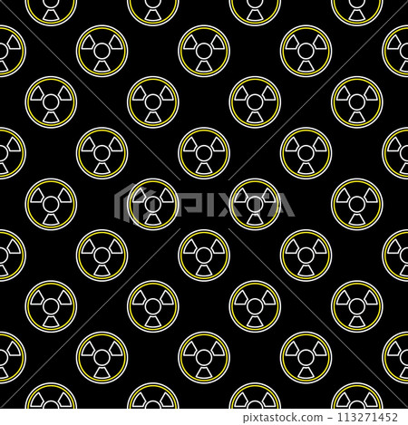 Radiation vector radioactive warning dark outline seamless pattern Radiation vector radioactive warning dark outline seamless pattern 113271452