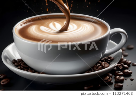 prepared cappuccino in a cup with milk prepared cappuccino in a cup with milk 113271468