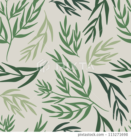 Green Leaves and Branches Seamless Pattern 113271698