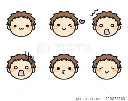 Forehead and various facial expressions set 113272383