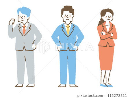 Three men and women standing in suits_Color 113272811