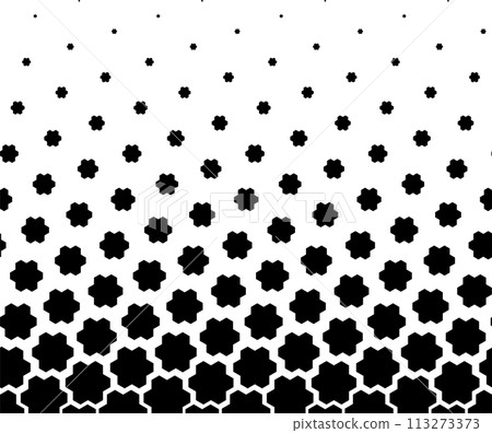 Geometric pattern of black figures on a white background. Seamless in one direction.SCALE method Geometric pattern of black figures on a white background. Seamless in one direction.SCALE method 113273373