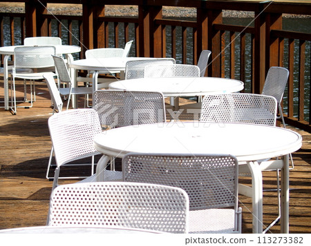 A view of the water terrace in an empty winter park. Forests and Squares in the 21st Century 113273382