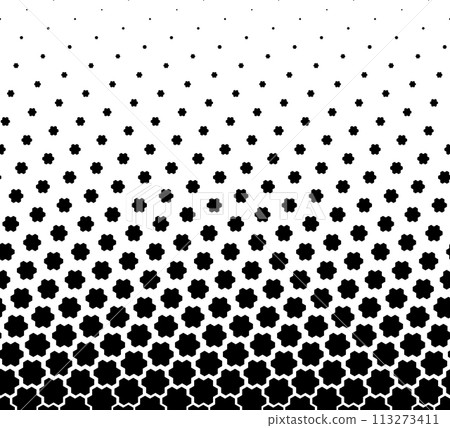 Geometric pattern of black figures on a white background. Seamless in one direction.SCALE method 113273411