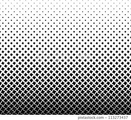 Geometric pattern of black figures on a white background. Seamless in one direction.SCALE method 113273437