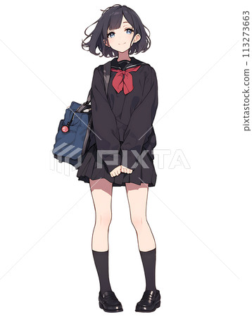 Anime style high school girl full body portrait AI generated Anime style high school girl full body portrait AI generated 113273663