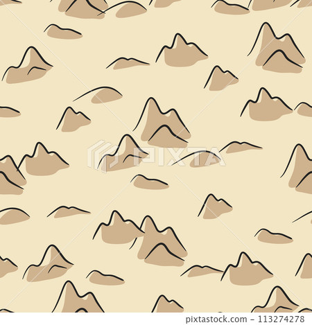 Hand drawn mountain seamless pattern. Landscape pattern. Vector illustration Hand drawn mountain seamless pattern. Landscape pattern. Vector illustration 113274278