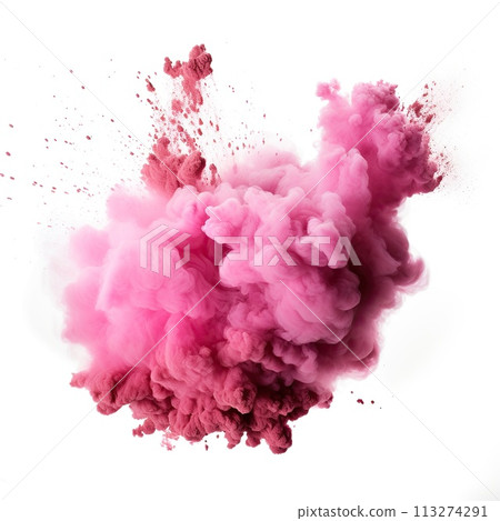 Powder explosion isolated on white background. Colored dust erupts 113274291