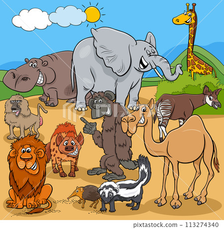 cartoon wild animals comic characters group cartoon wild animals comic characters group 113274340
