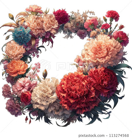 Colorful carnation and rose wreath 113274568
