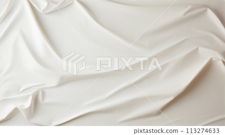 White Wrinkled Fabric Texture 113274633