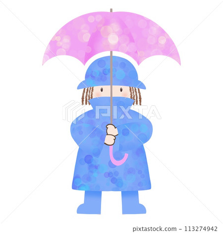 打傘的小孩插畫 打傘的小孩插畫 113274942
