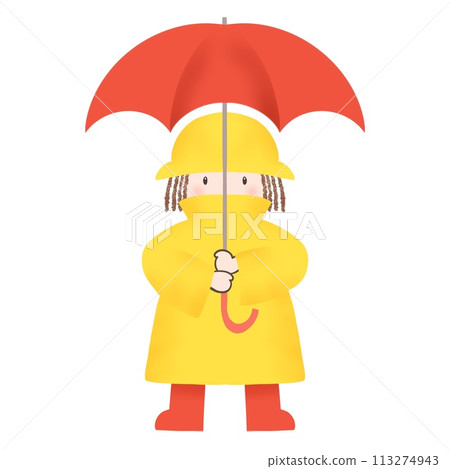 打傘的小孩插畫 打傘的小孩插畫 113274943