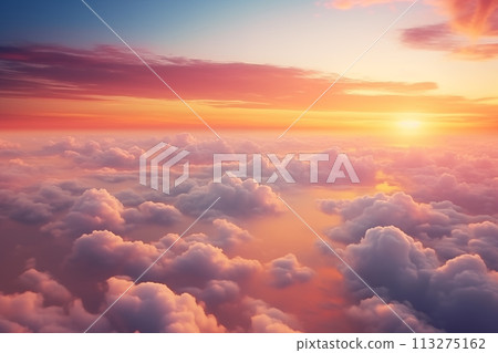 Clouds over sea in sunset colors 113275162