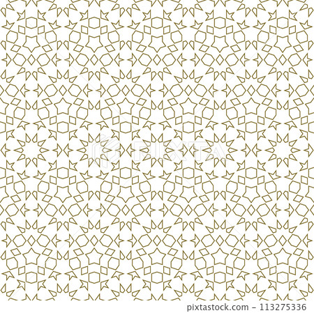Seamless arabic geometric ornament in brown color. 113275336