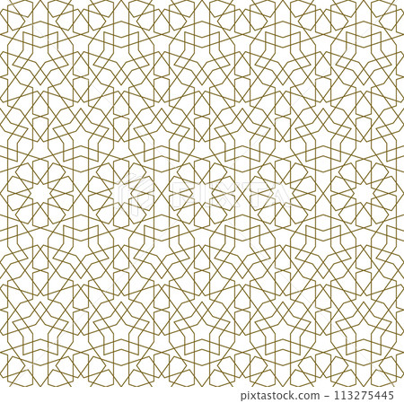 Seamless arabic geometric ornament in brown color. Seamless arabic geometric ornament in brown color. 113275445