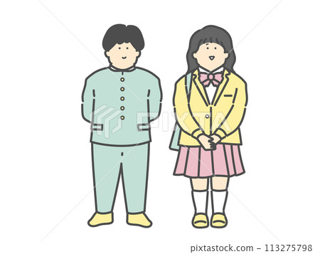 男學生和女學生全身圖 113275798