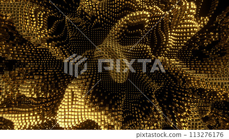 Glowing cubes in a vortex formation create a sense of depth 3d render. Glowing cubes in a vortex formation create a sense of depth 3d render. 113276176